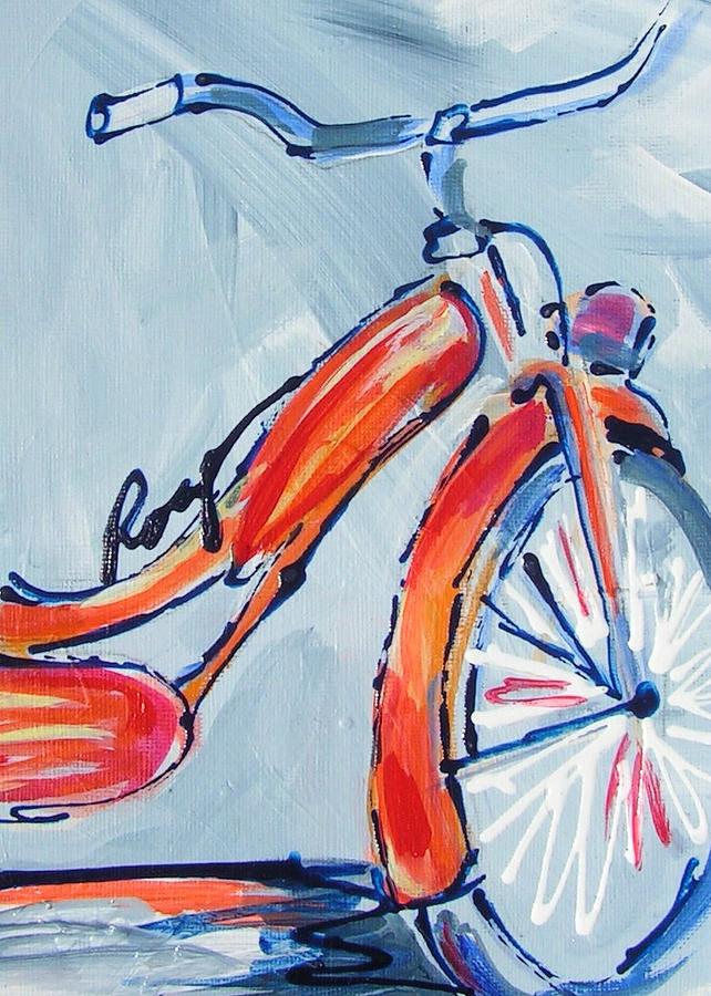 Orange Boomer Bike Painting by Judy  Rogan
