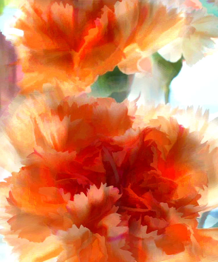 Orange Carnations Painting by Elaine Plesser
