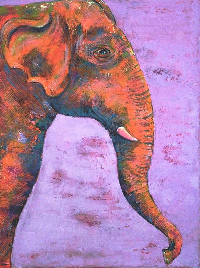 Orange Elephant Painting by Suzan  Sommers