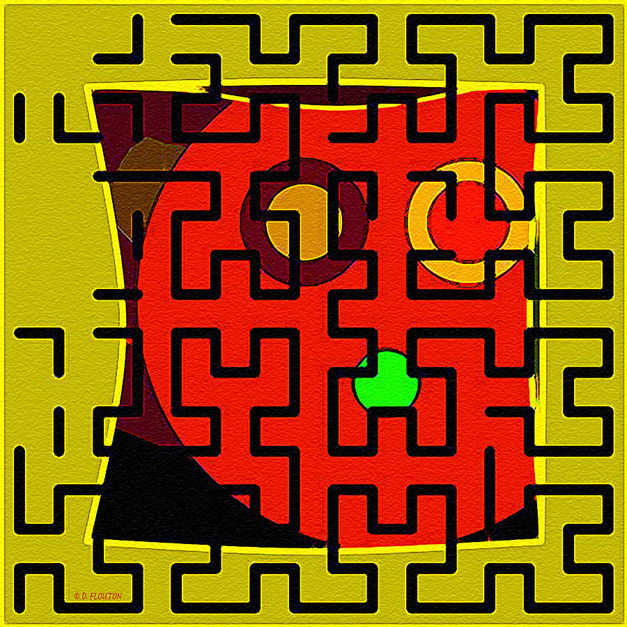 Orange Face Maze Digital Art by Dee Flouton