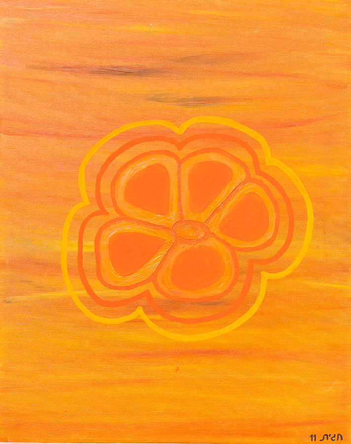 Orange Flower Painting by Hagit Dayan