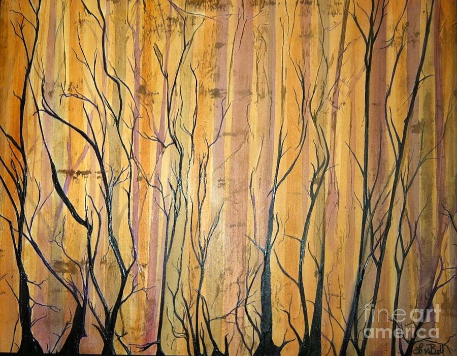 Tree Mixed Media - Orange Forest by Lisa Bell