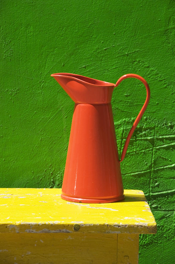 Vase Photograph - Orange pitcher by Garry Gay