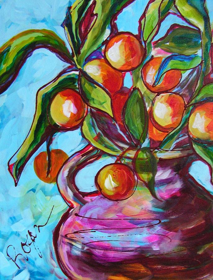 Orange Pops Painting by Judy  Rogan