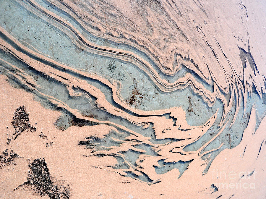 Orange Sand Flows Over Gray Mud Photograph by Gary Whitton