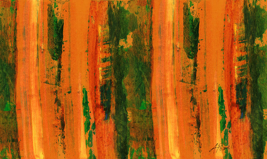 Orange Stripe Painting by Ann Powell