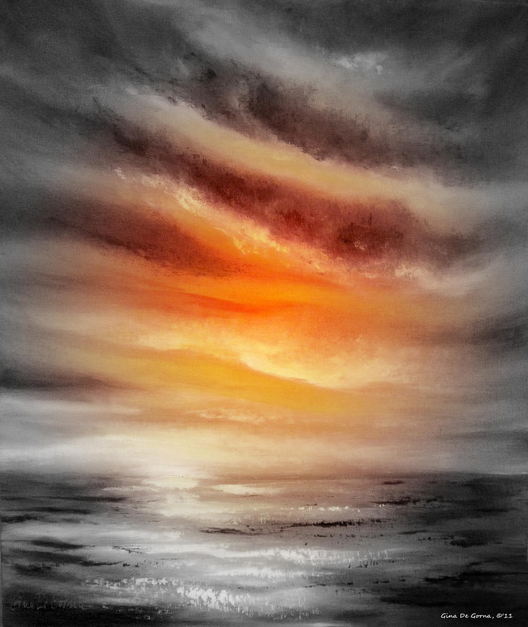 Orange Sunset Painting by Gina De Gorna