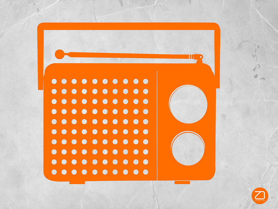 Toy Drawing - Orange Transistor Radio by Naxart Studio
