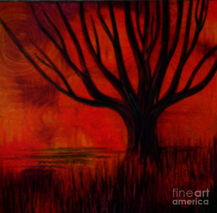 Orange tree-distorted Painting by Monica Furlow