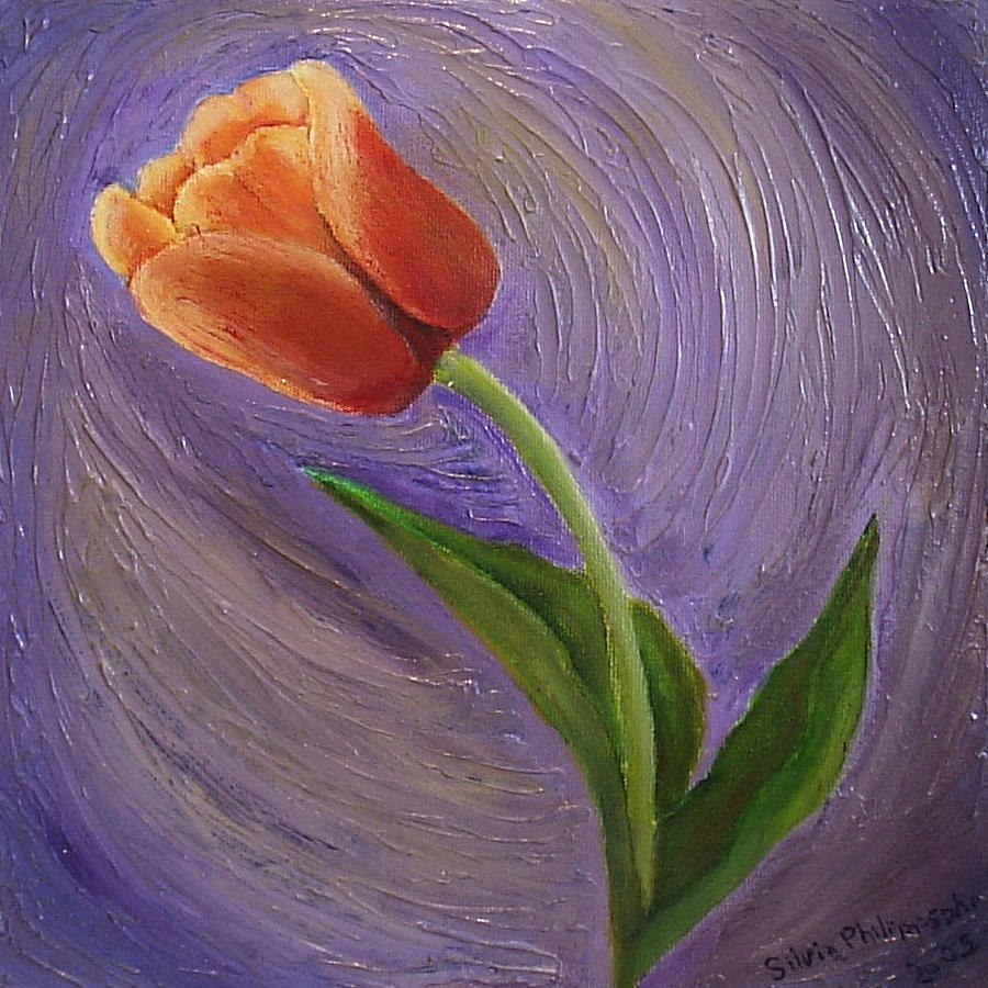 Orange Tulip Painting by Silvia Philippsohn