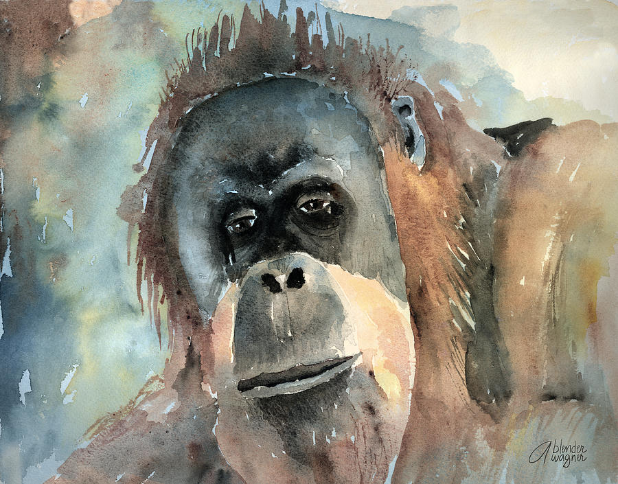 Orangutan Painting by Arline Wagner