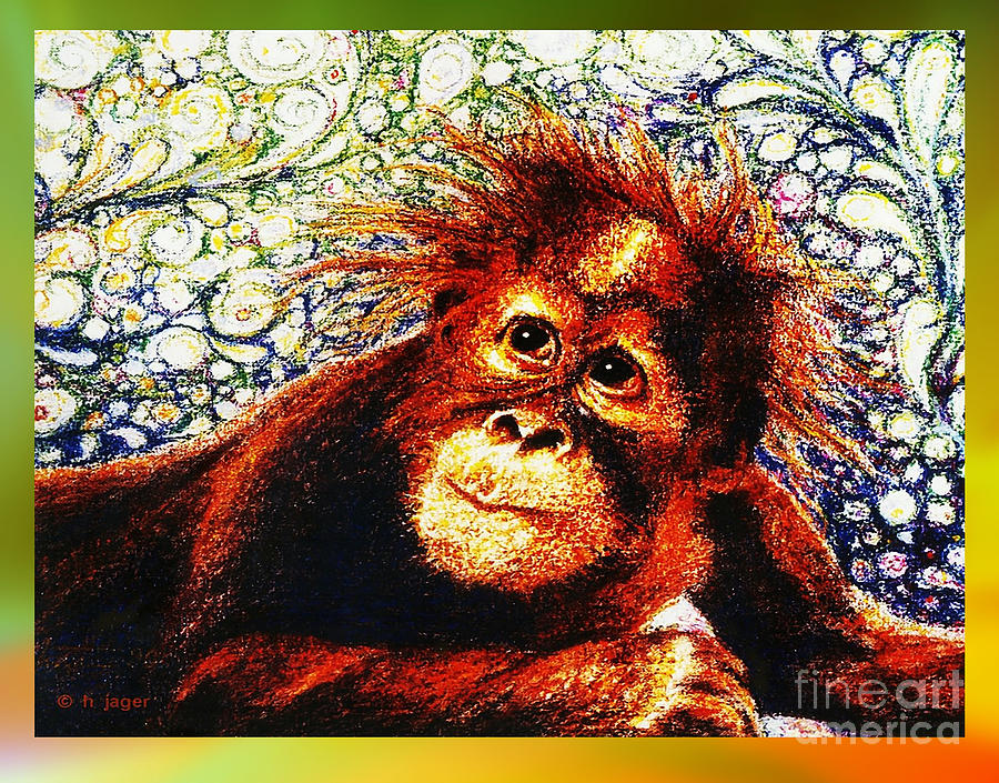 Orangutan Baby Drawing by Hartmut Jager