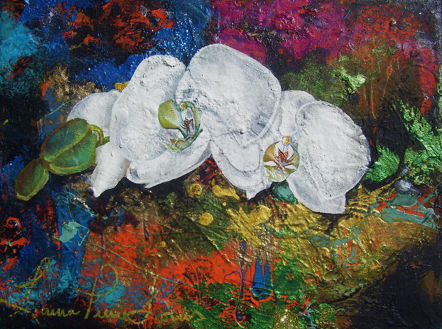 Orchid Mini Painting by Laura Pierre-Louis