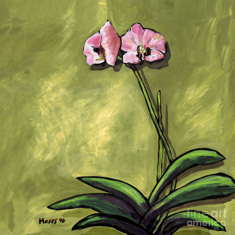 Orchid on Olive Painting by Dale Moses