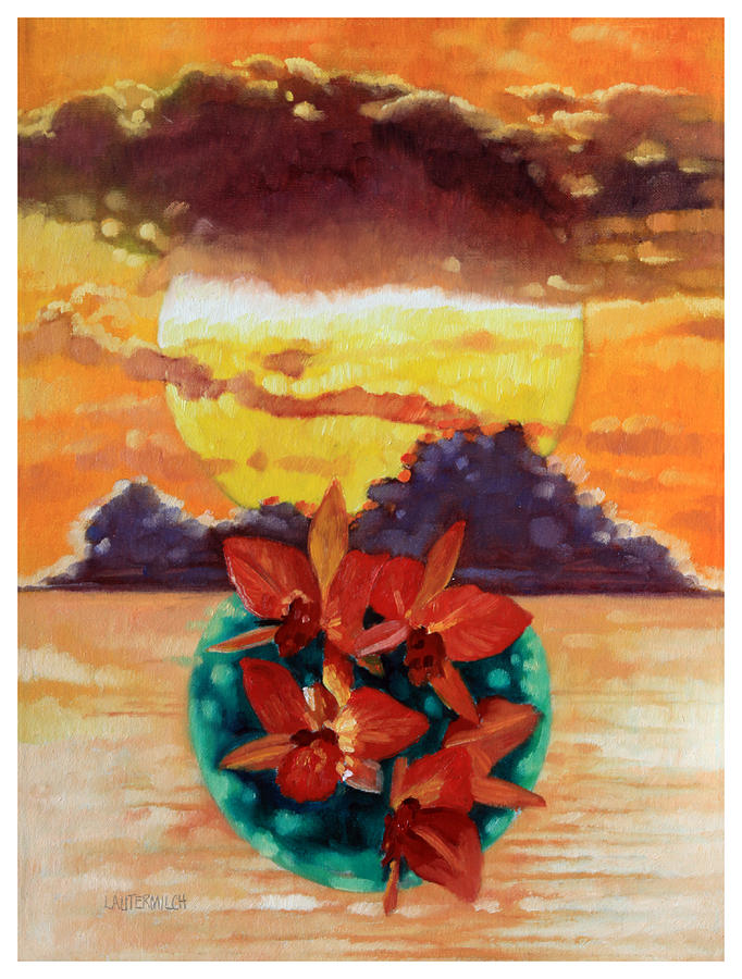 Orchid Sunset Painting by John Lautermilch