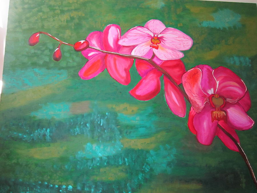Orchid twig Painting by Jennylynd James