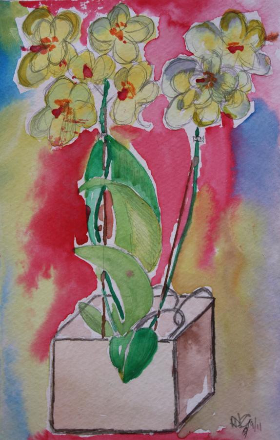 Orchida Painting by Roger Cummiskey