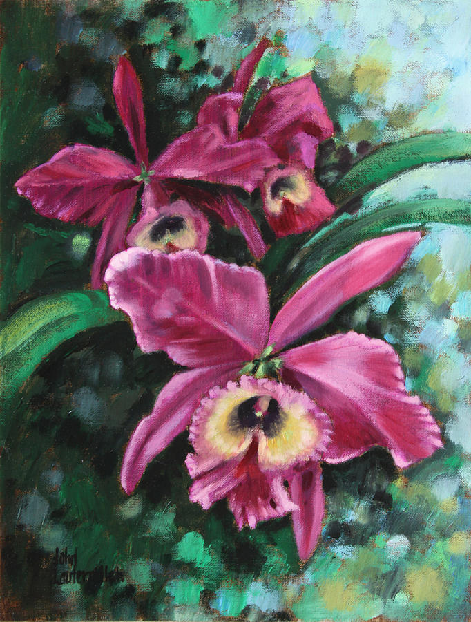 Orchids Painting by John Lautermilch