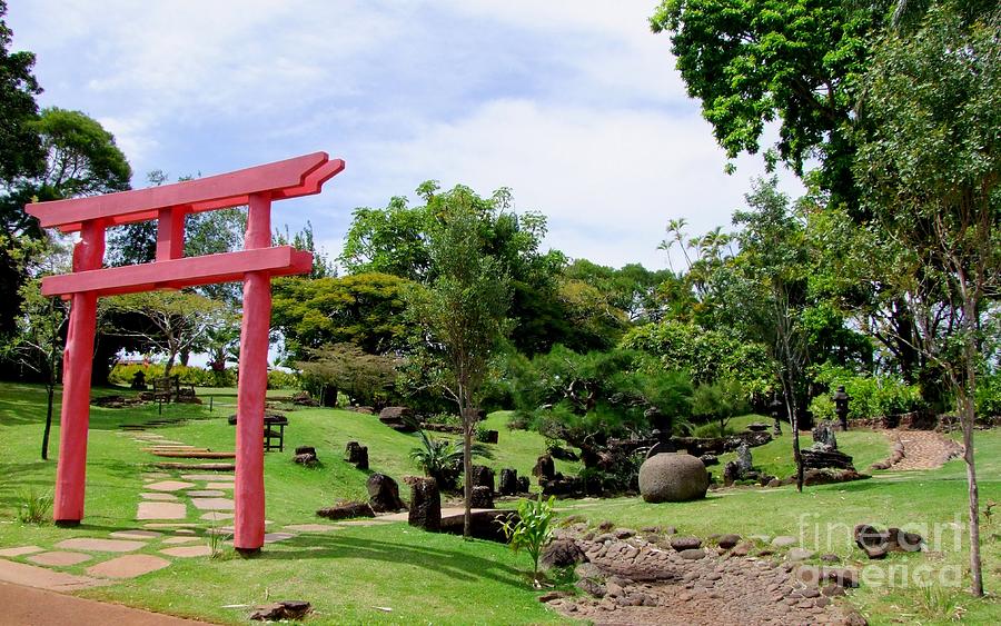 Oriental Garden at Kukuiolono Golf Course - Kalaheo Kauai Photograph by Mary Deal
