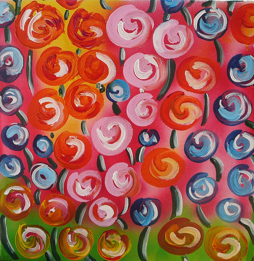 Original Modern Impasto Flowers Painting Painting by Gioia Albano