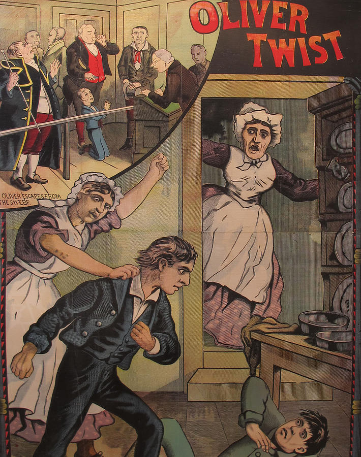 Original Oliver Twist Theatrical Performance Poster Circa 1900 Painting