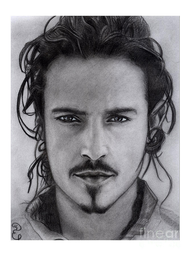 Orlando Bloom Original Pencil Drawing Drawing by Debbie Engel - Fine ...