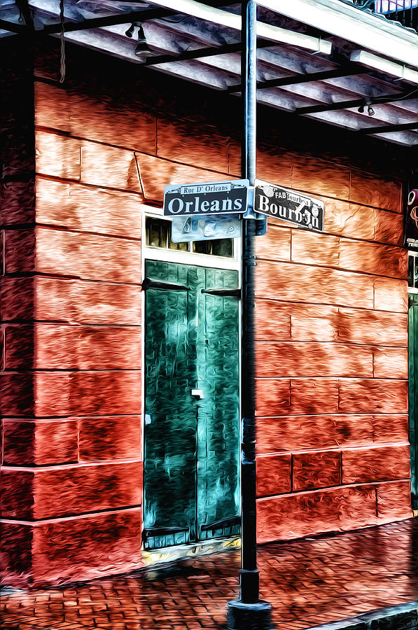New Orleans Photograph - Orleans and Bourbon Streets by Bill Cannon