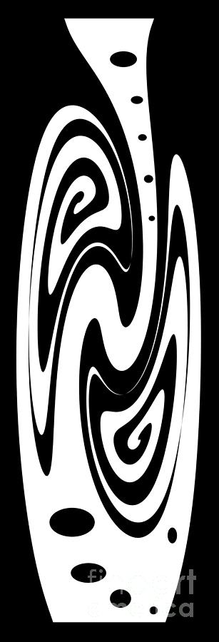 Ornamental Vase - White on Black Digital Art by Kaye Menner