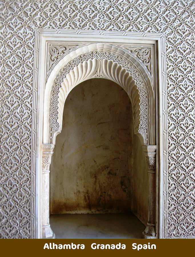 Ornate Elaborate Artistic Doorway in Alhambra Granada Spain Photograph by John Shiron