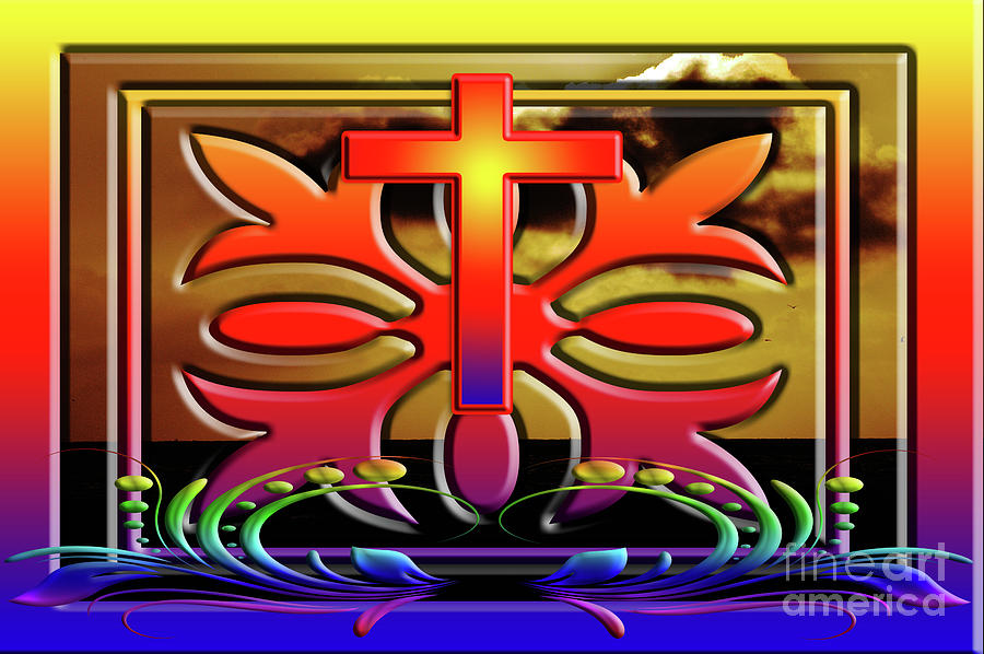 All Rights Reserved Photograph - Ornate Rainbow Cross by Clayton Bruster