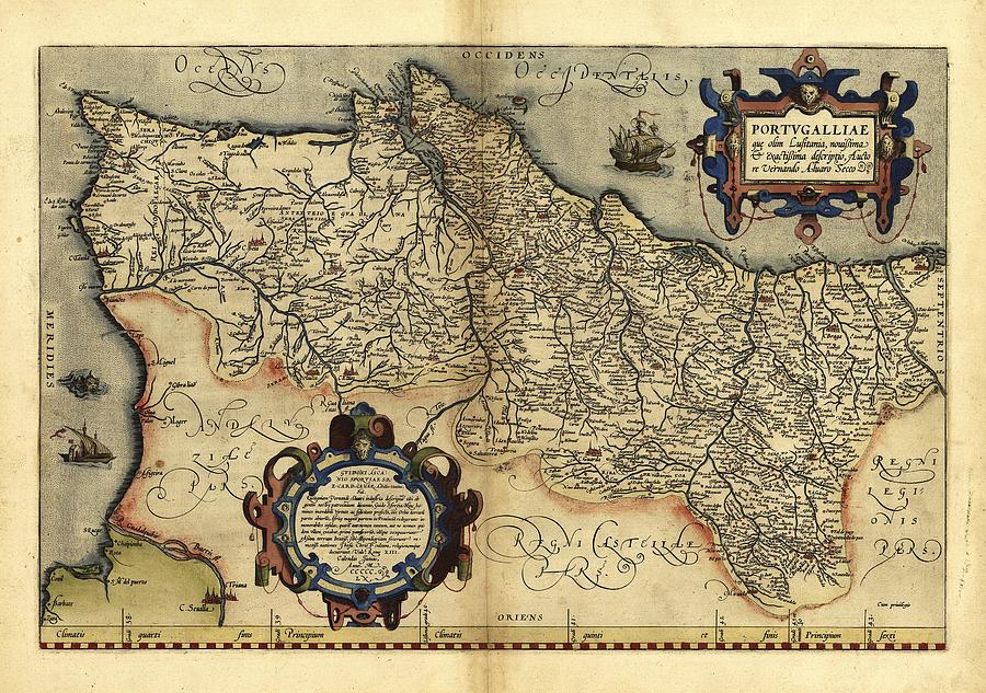 Orteliuss Map Of Portugal, 1570 Photograph by Library Of Congress, Geography And Map Division