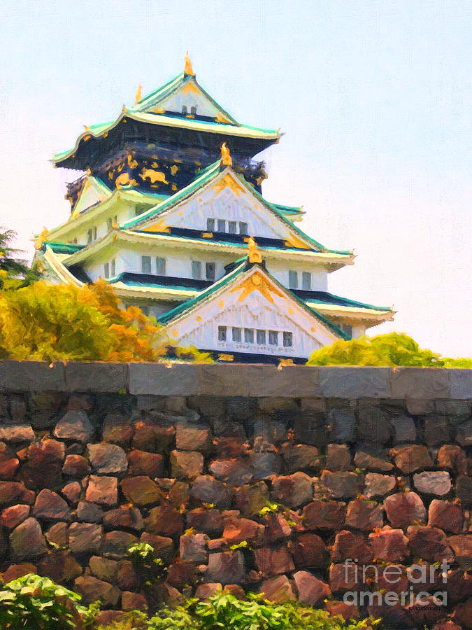 Osaka Castle - Painterly - 40D17138 Photograph by Wingsdomain Art and Photography