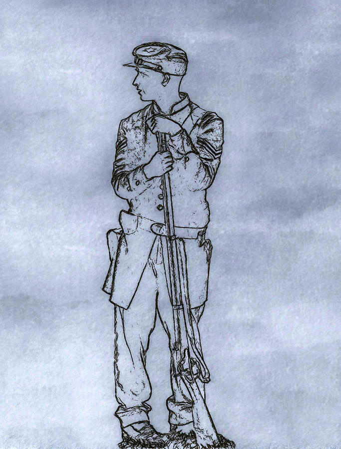 Gettysburg National Park Digital Art - Our Boy in Blue Soldier Sketch by Randy Steele