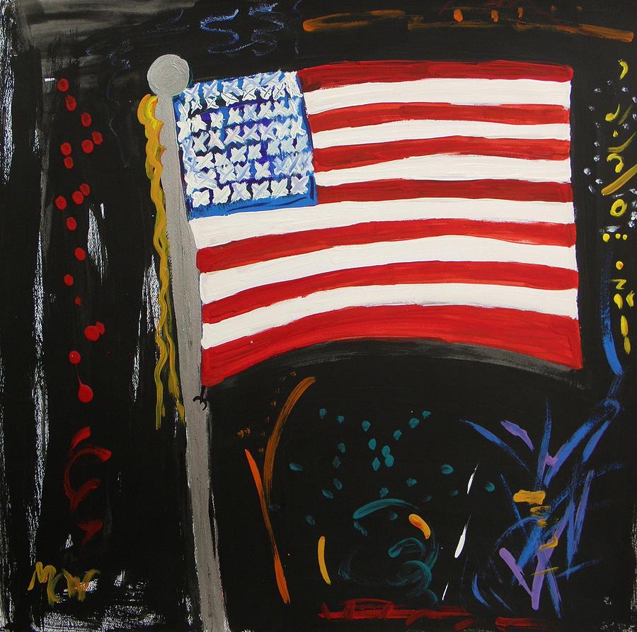 Our Flag Joins the Celebration Painting by Mary Carol Williams