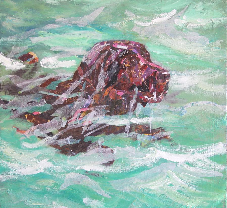Outdoor Art Chocolate Lab Mixed Media by Sheila Wedegis