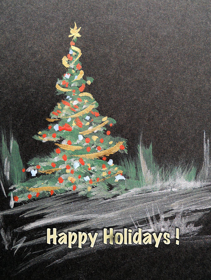 Outdoor Christmas Tree Painting by Dorothy Maier