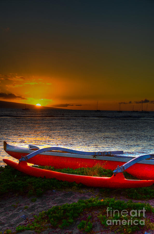 Outrigger At Sunset Photograph by Kelly Wade