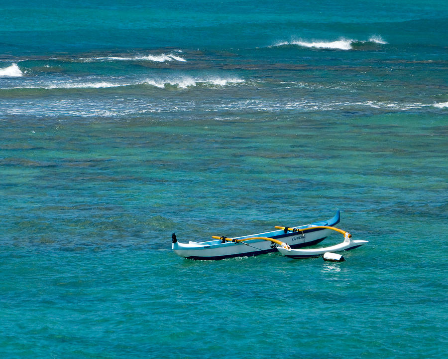 Outrigger Canoe in Coral Lagoon Digital Art by David Rearwin - Fine Art ...