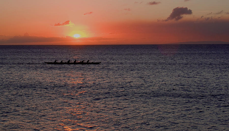 Canoe Photograph - Outrigger Sunset by Tony and Kristi Middleton Canoe Photograph - Outrigger Sunset by Tony and Kristi Middleton