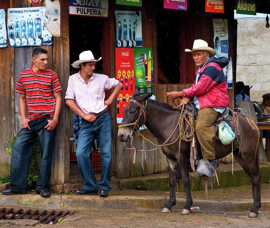 Donkey Photograph - Outside the Local Pulperia by Jim and Kim Shivers