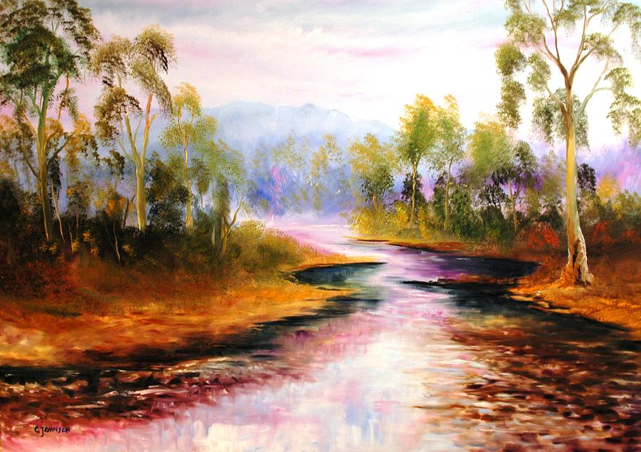 Ovens River Myrtleford Painting by Glen Johnson