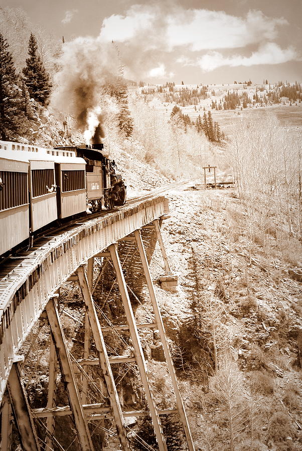 Over The Trestle in Sepia Photograph by Vicki Coover
