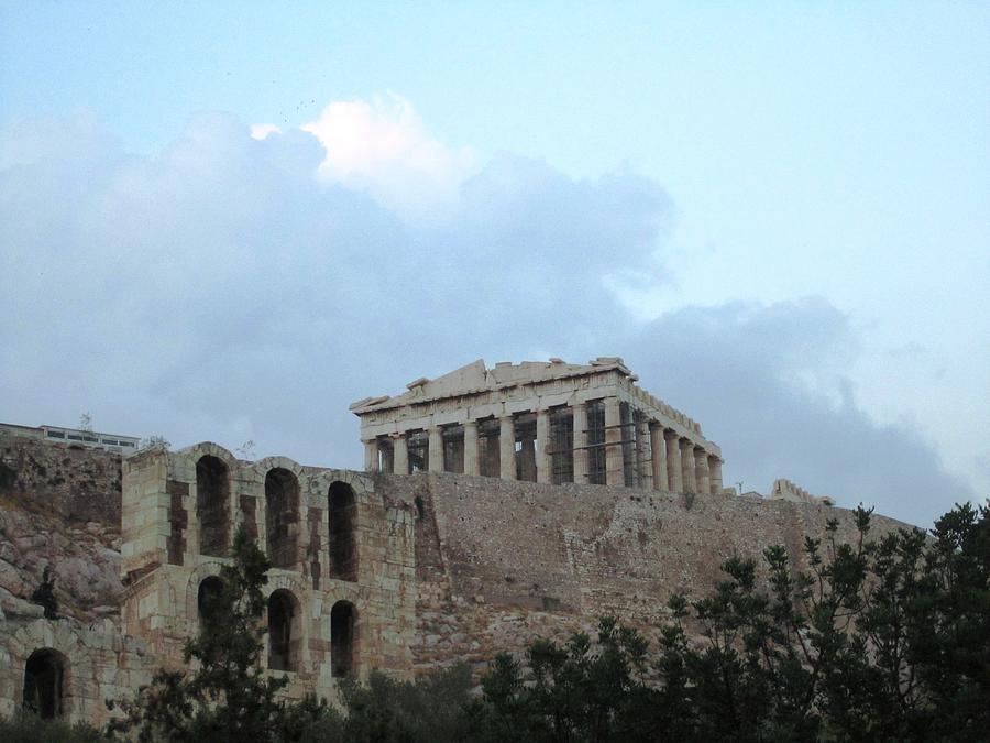 Overcast Cloudy Day II At Acropolis Parthenon Palace in Athens Greece Photograph by John Shiron