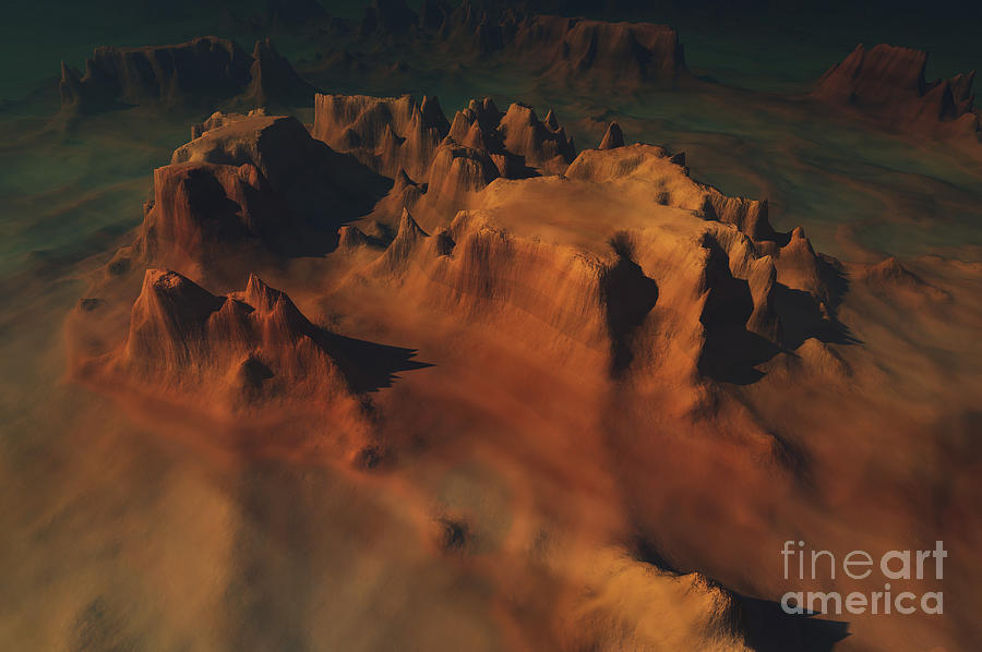 Overhead View Of A Desert Mountain Worn Digital Art by Corey Ford