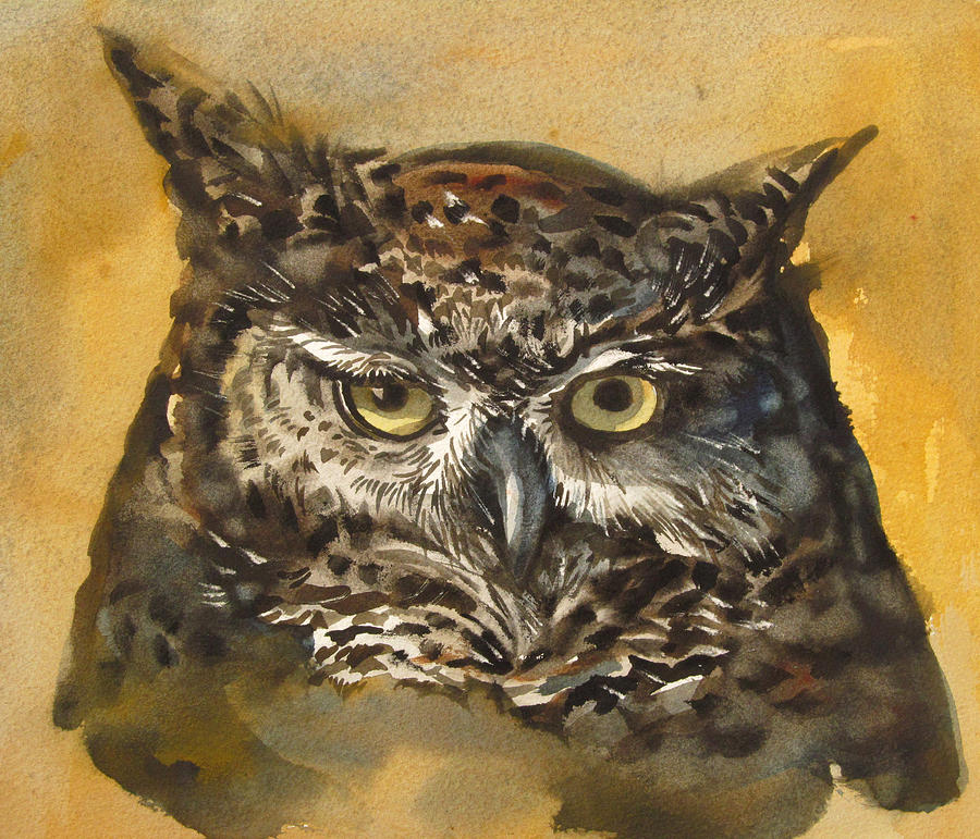 Owl Watercolor #2 Painting by Alfred Ng