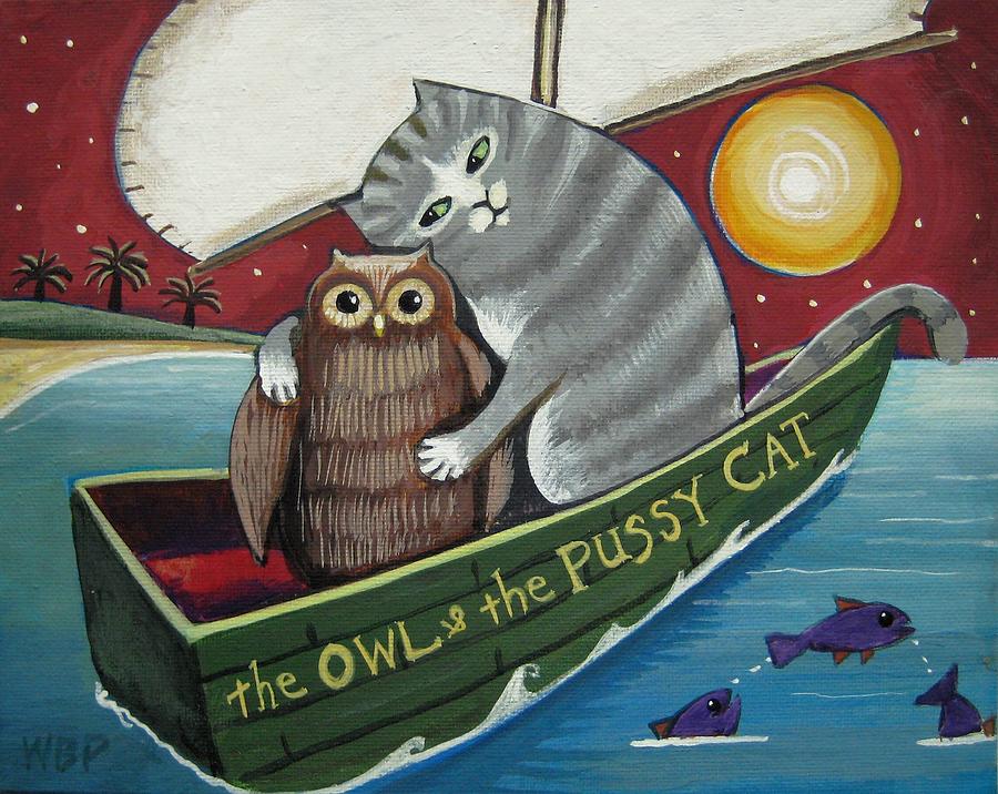 Owl And Pussy Cat Digital Art By Wendy Presseisen