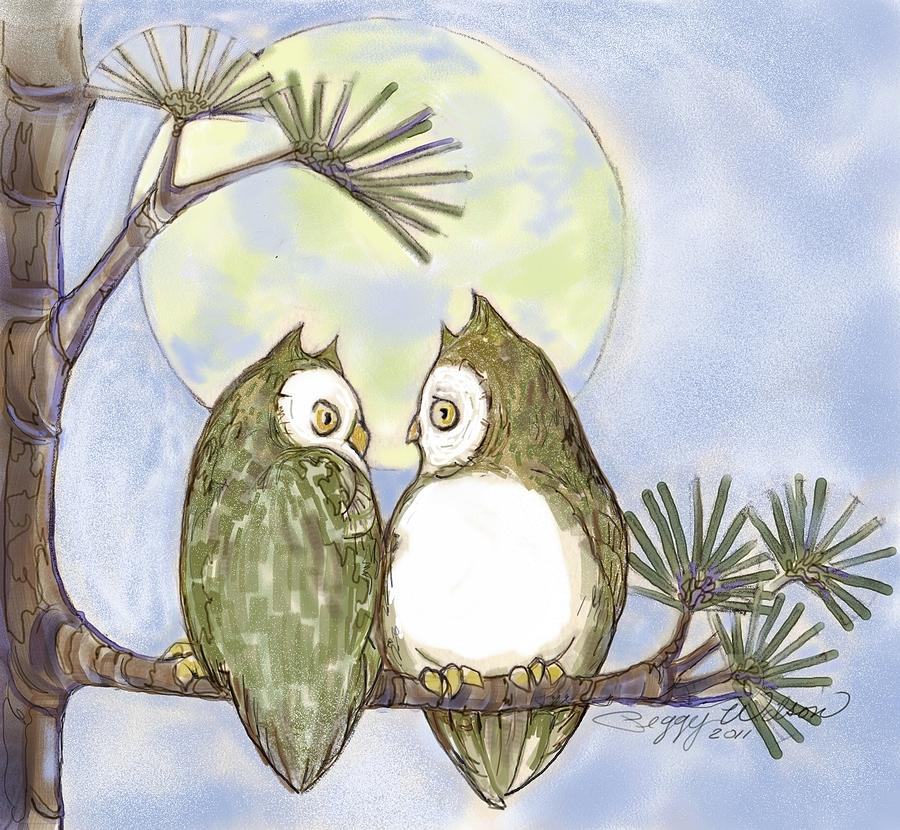 Owl Talk Drawing by Peggy Wilson