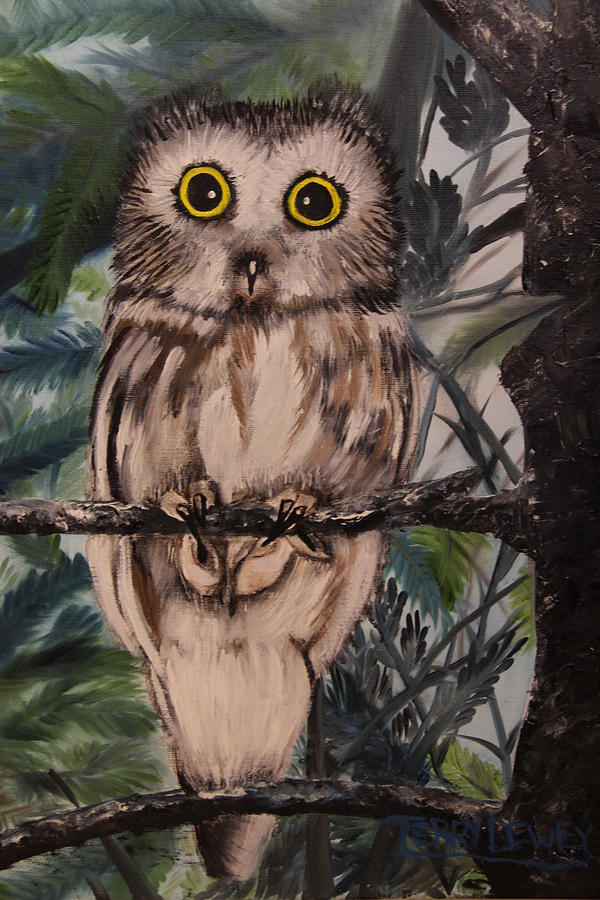 Bird Painting - Owl by Terry Lewey