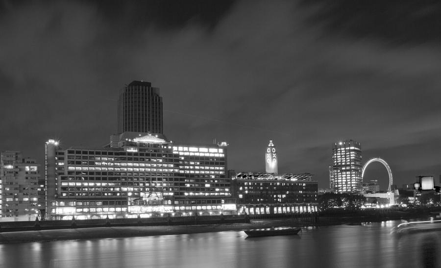 OXO Tower Night  bw Photograph by David French