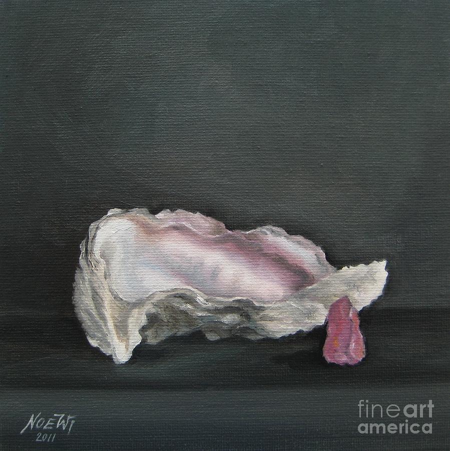 Oyster And Pink Glass Painting by Jindra Noewi
